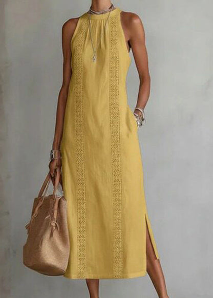 Classy White Print Side Open Long Dresses Summer