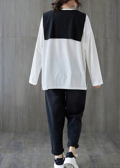 Classy White Shirts Women O Neck Side Open Loose Spring Blouse - SooLinen