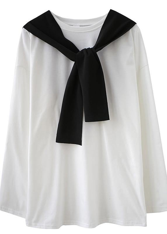 Classy White Shirts Women O Neck Side Open Loose Spring Blouse - SooLinen