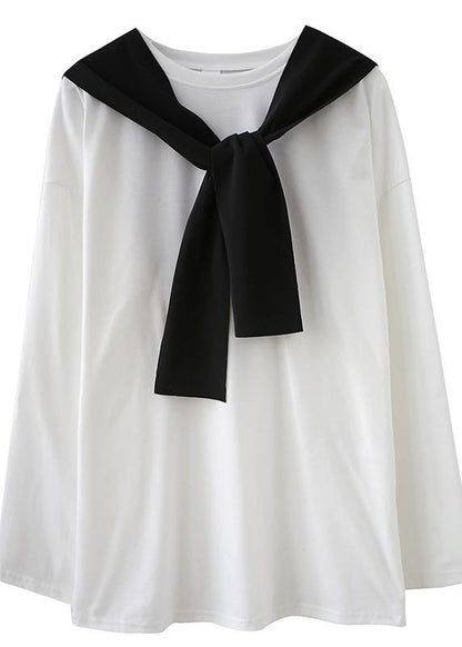 Classy White Shirts Women O Neck Side Open Loose Spring Blouse - SooLinen