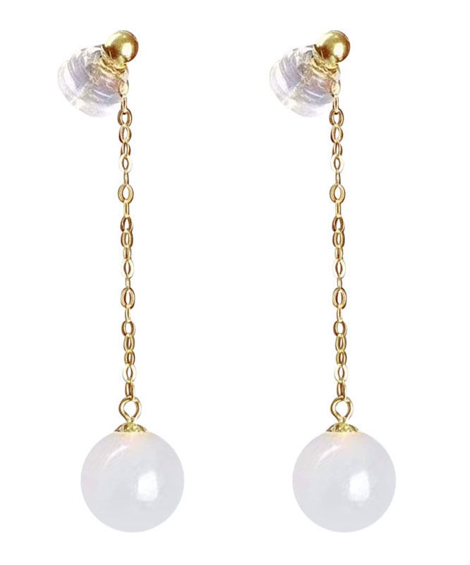 Edle Tropfenohrringe aus weißem Sterlingsilber mit vergoldeter Jade