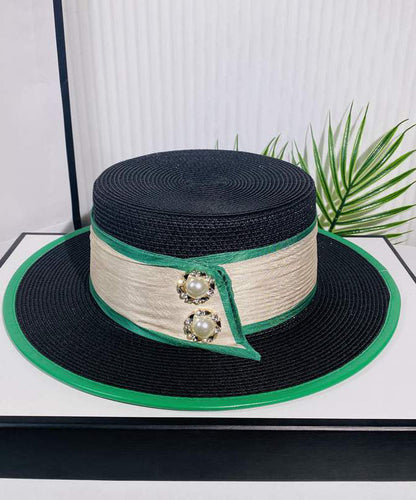 Classy White Versatile Silk Pearl Straw Woven Cloche Hat Summer