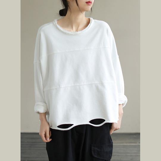 Classy White cotton Blouses For Women O Neck daily Spring top - SooLinen