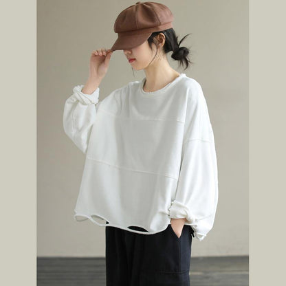 Classy White cotton Blouses For Women O Neck daily Spring top - SooLinen