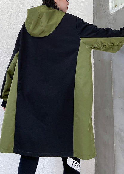 Classy black Cotton Tunics big pockets short patchwork Dresses - SooLinen