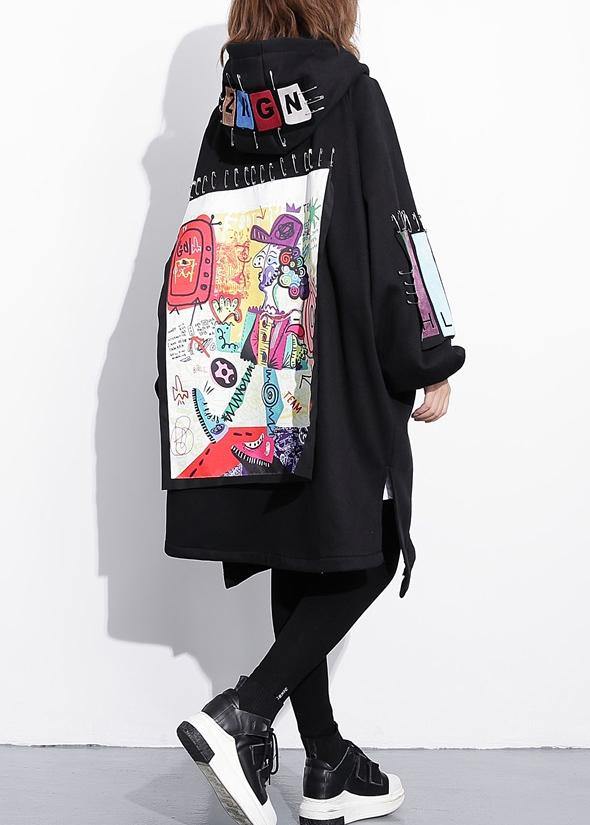 Classy black Fine Coats Women Work Outfits hooded thick Three-dimensional decoration outwears - SooLinen