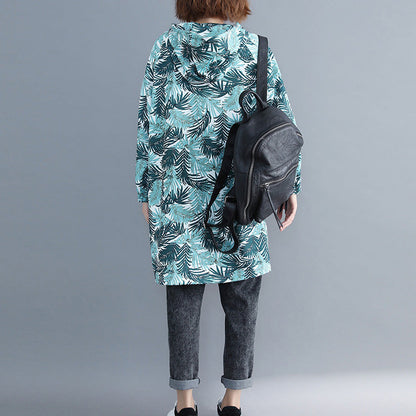 Edles blaues Baumwoll-Tunikakleid, pakistanische Modeideen, Kleider mit Kapuze und Kunstdruck