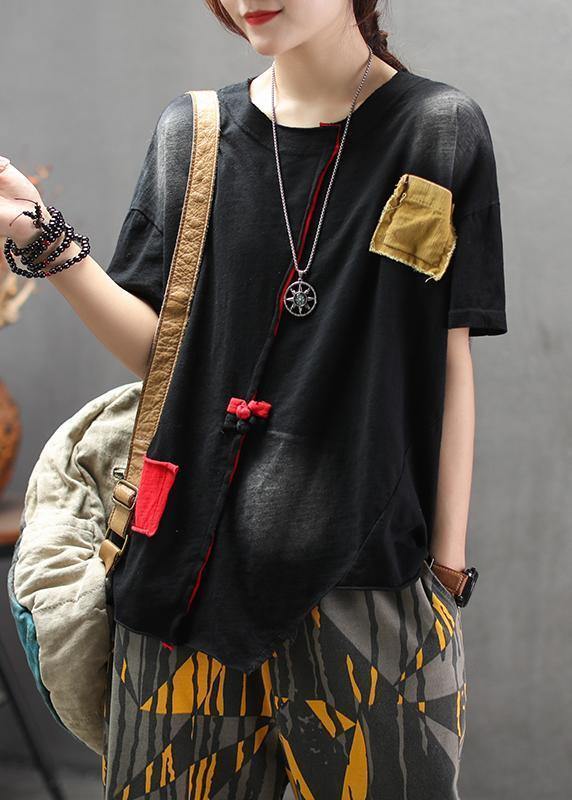 Classy cotton clothes Boho Round Neck Loose Casual Irregular Blouse - SooLinen