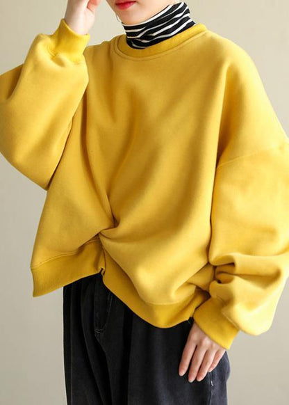 Classy false two pieces cotton spring clothes Shape yellow top - SooLinen