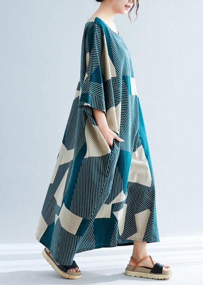 Classy green asymmetric linen dresses o neck Maxi summer Dress - SooLinen