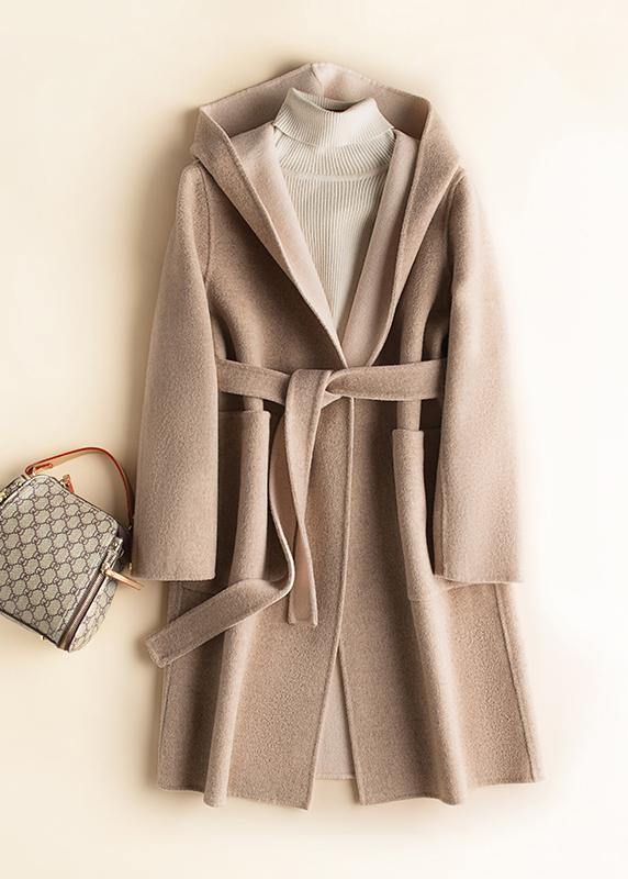 Classy hooded pockets fine fall clothes red oversized outwears - SooLinen