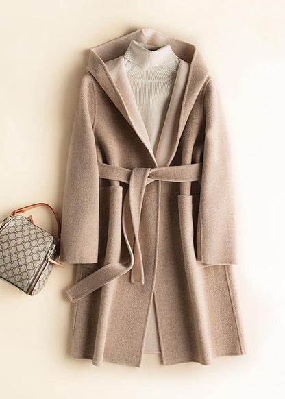 Classy hooded pockets fine fall clothes red oversized outwears - SooLinen