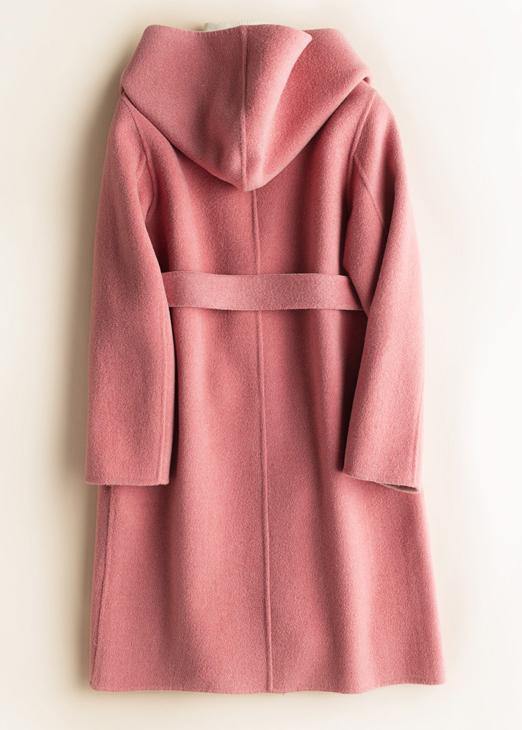 Classy hooded pockets fine fall clothes red oversized outwears - SooLinen