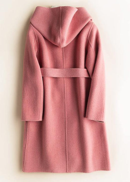 Classy hooded pockets fine fall clothes red oversized outwears - SooLinen