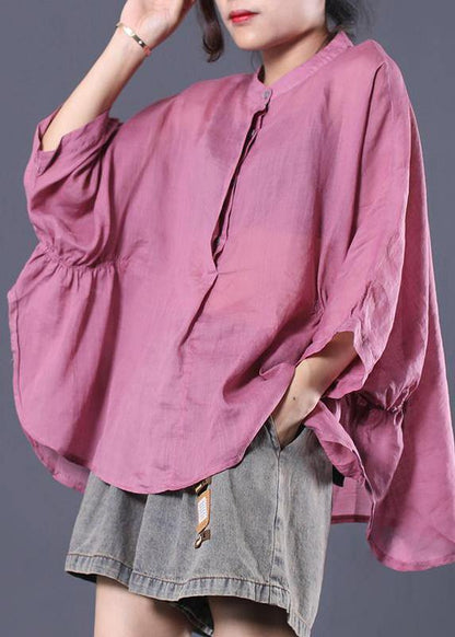 Classy linen Blouse Fashion Batwing Sleeve Comfortable Solid Color T-Shirt - SooLinen