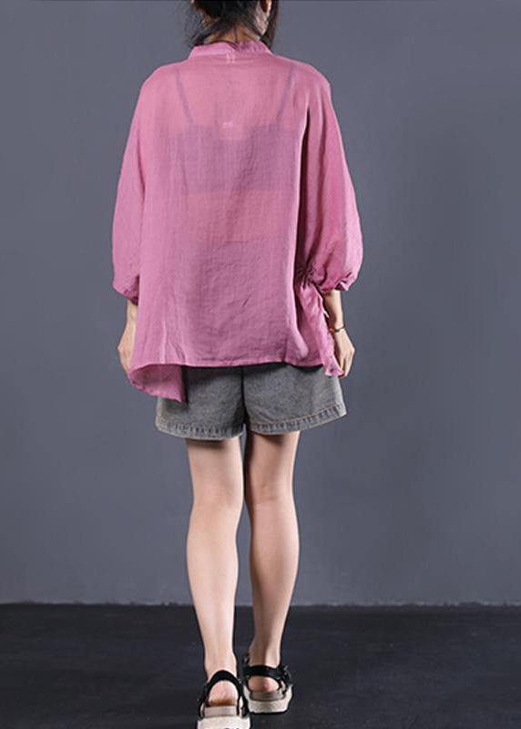 Classy linen Blouse Fashion Batwing Sleeve Comfortable Solid Color T-Shirt - SooLinen