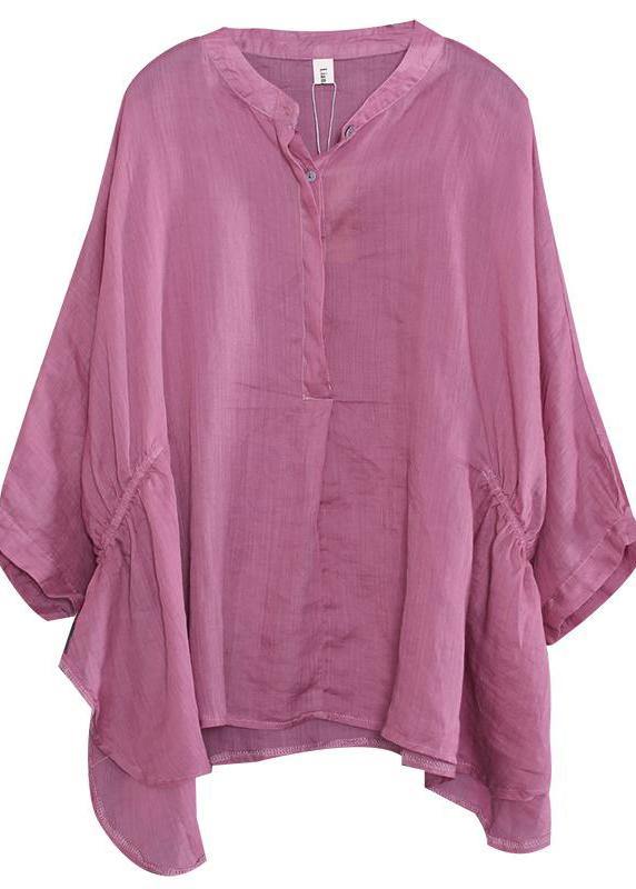Classy linen Blouse Fashion Batwing Sleeve Comfortable Solid Color T-Shirt - SooLinen