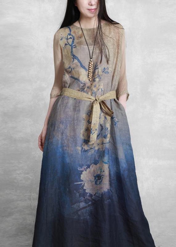 Classy o neck tie waist dress Tutorials nude print Dresses - SooLinen