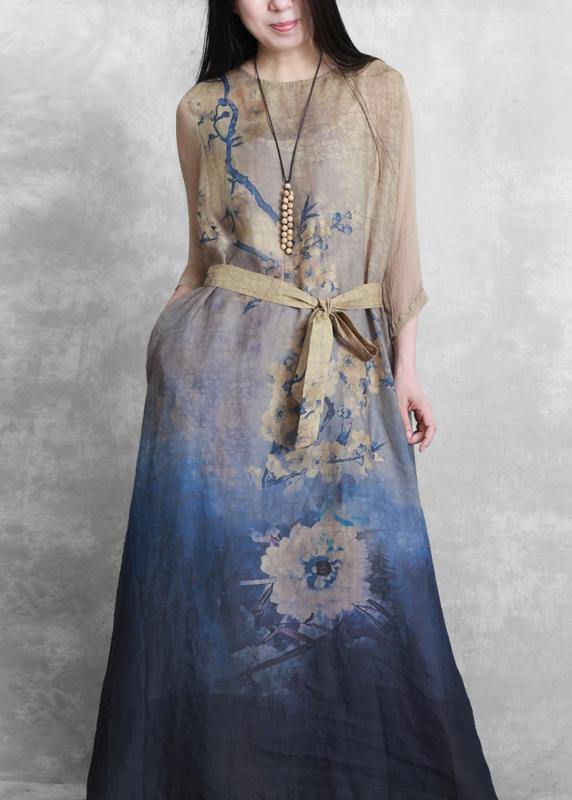 Classy o neck tie waist dress Tutorials nude print Dresses - SooLinen