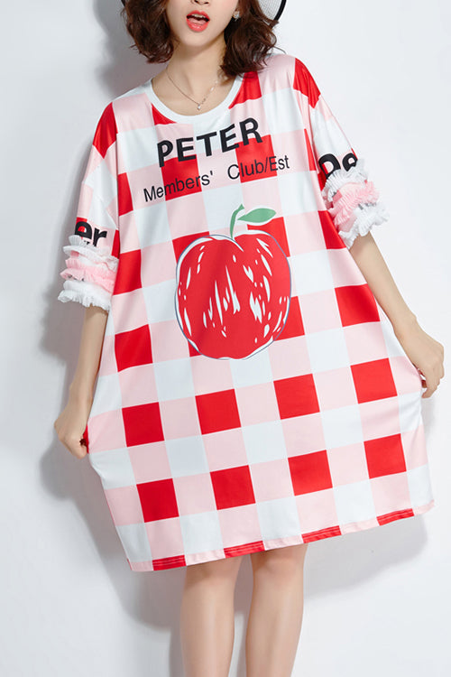 Edle rote karierte Steppkleider aus Seide. Feines Leinen. Halbarm-Sommerkleid aus Seide