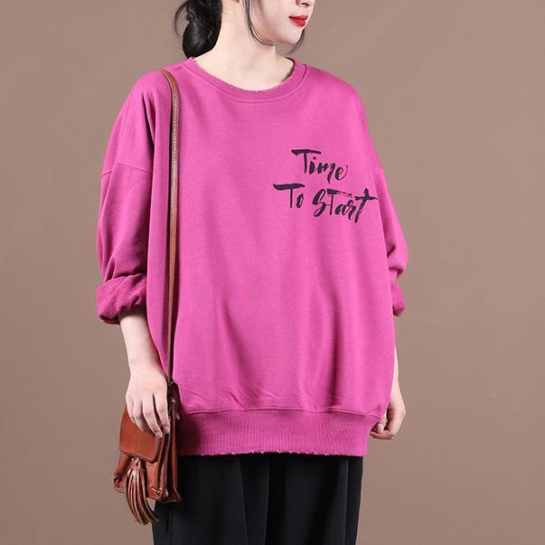 Classy rose Letter clothes For Women o neck baggy Plus Size Clothing fall blouse - SooLinen