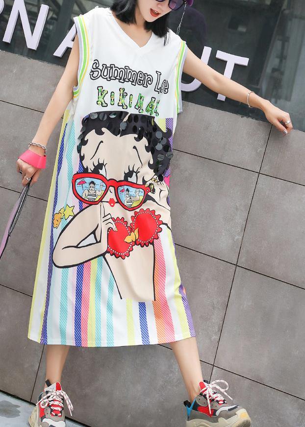 Classy v neck cotton Long Shirts Photography white Plus Size Dress summer - SooLinen