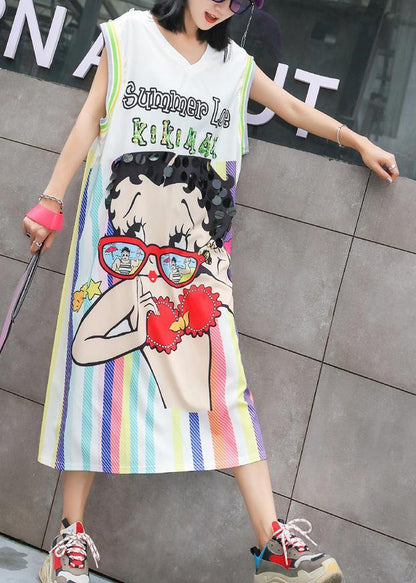 Classy v neck cotton Long Shirts Photography white Plus Size Dress summer - SooLinen