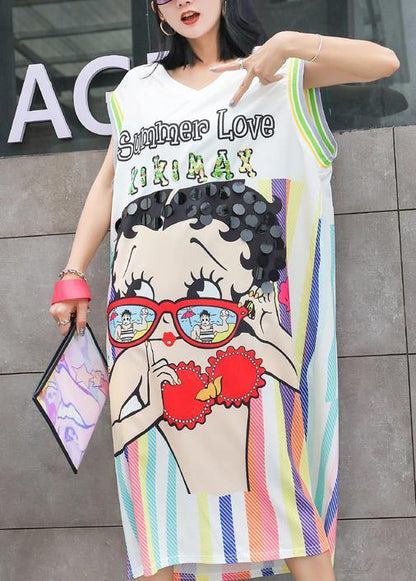 Classy v neck cotton Long Shirts Photography white Plus Size Dress summer - SooLinen