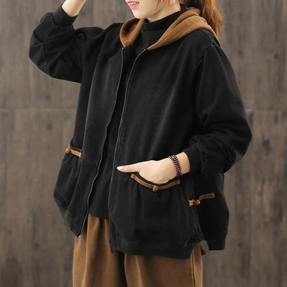 Classy yellow Plus Size trench coat Wardrobes hooded zippered  jackets - SooLinen