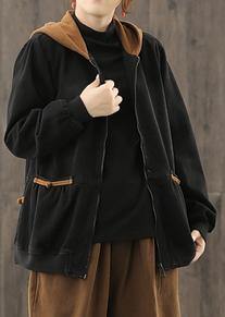 Classy yellow Plus Size trench coat Wardrobes hooded zippered  jackets - SooLinen