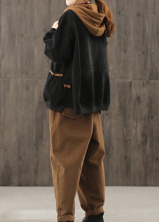 Classy yellow Plus Size trench coat Wardrobes hooded zippered  jackets - SooLinen