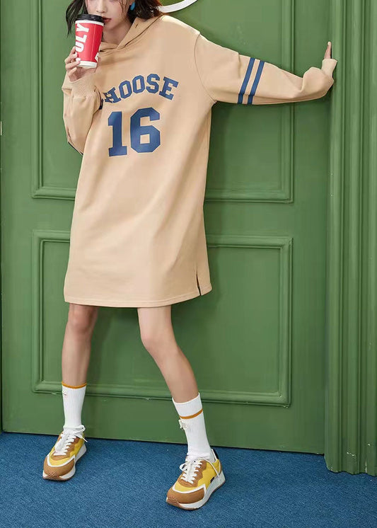 Edles Khaki Kordelzug Print Seite offen Sweatshirt Frühlingskleid