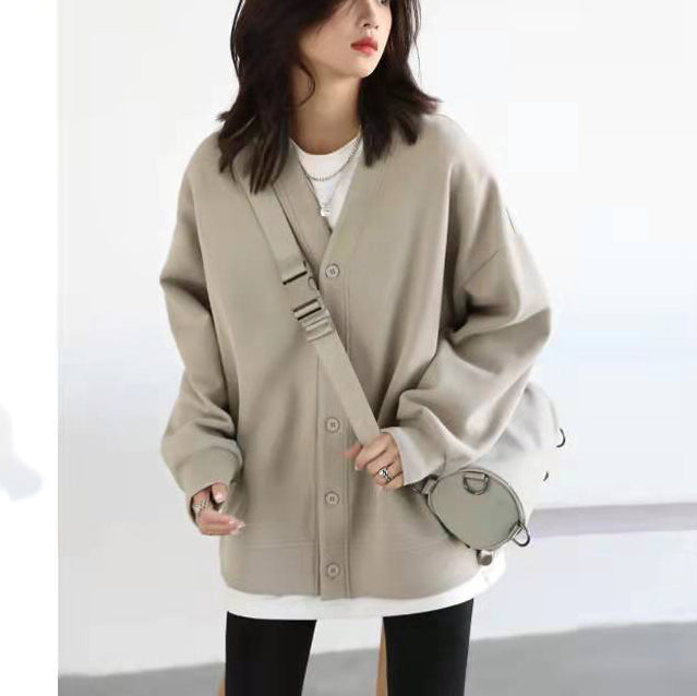 Edle Khaki-Tuniken für Damen mit Stehkragen und Button-Down-Tunikahemden