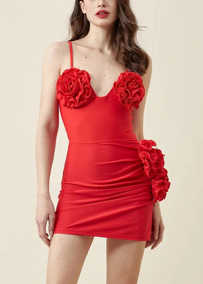 Club Red Rose Holiday Spaghetti Strap Slips Lingerie Sets