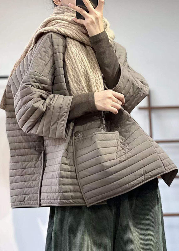 Schokoladenbrauner, lockerer Parka mit feiner Baumwollfüllung, einreihig, seitlich offen, für den Winter