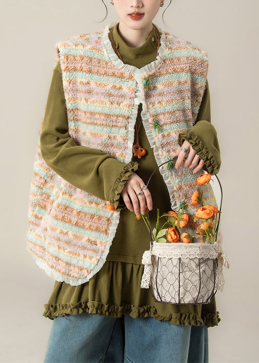 Chaleco de piel sintética con botones y patchwork color café sin mangas