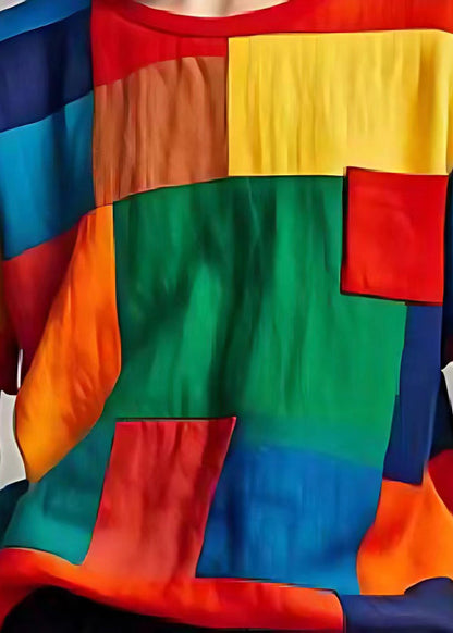 Colorblock Patchwork Leinen Tank Tops Applikation Sommer