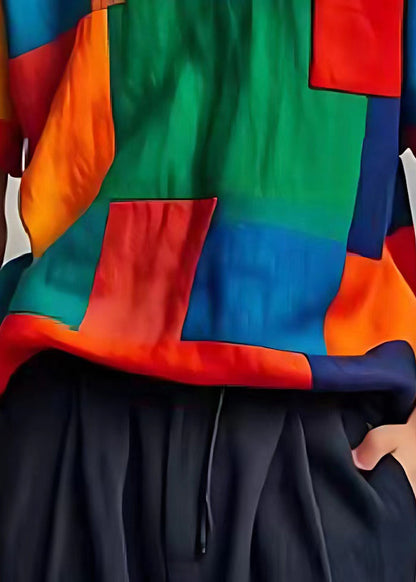 Colorblock Patchwork Leinen Tank Tops Applikation Sommer