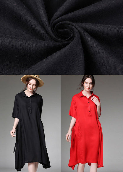 Comfy Black PeterPan Collar Button Spring Party Dress Half Sleeve - SooLinen