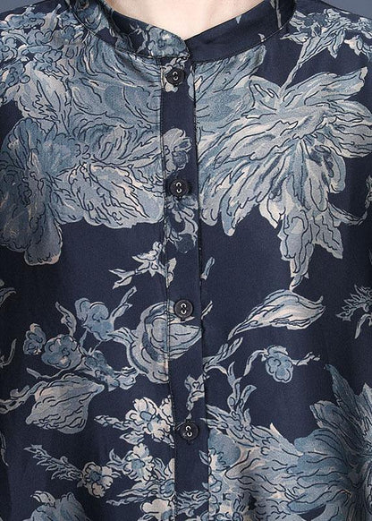 Comfy Black Print Summer Silk side open Dress - SooLinen