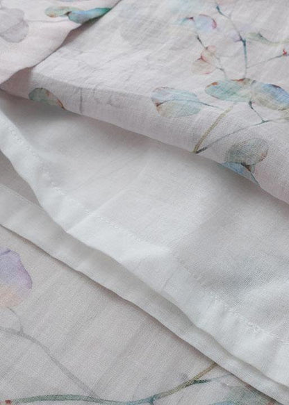 Comfy Light Purple Print Oriental Ramie Maxi Dresses Fall - SooLinen