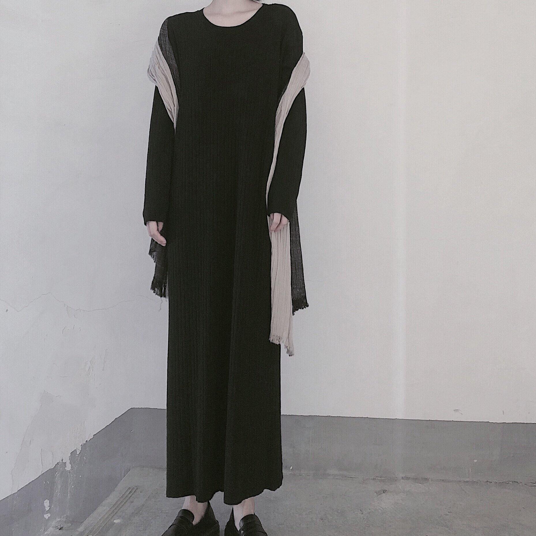 Comfy O Neck Long Sleeve Sweater Dress Street Style Black Mujer Knit Dress - SooLinen