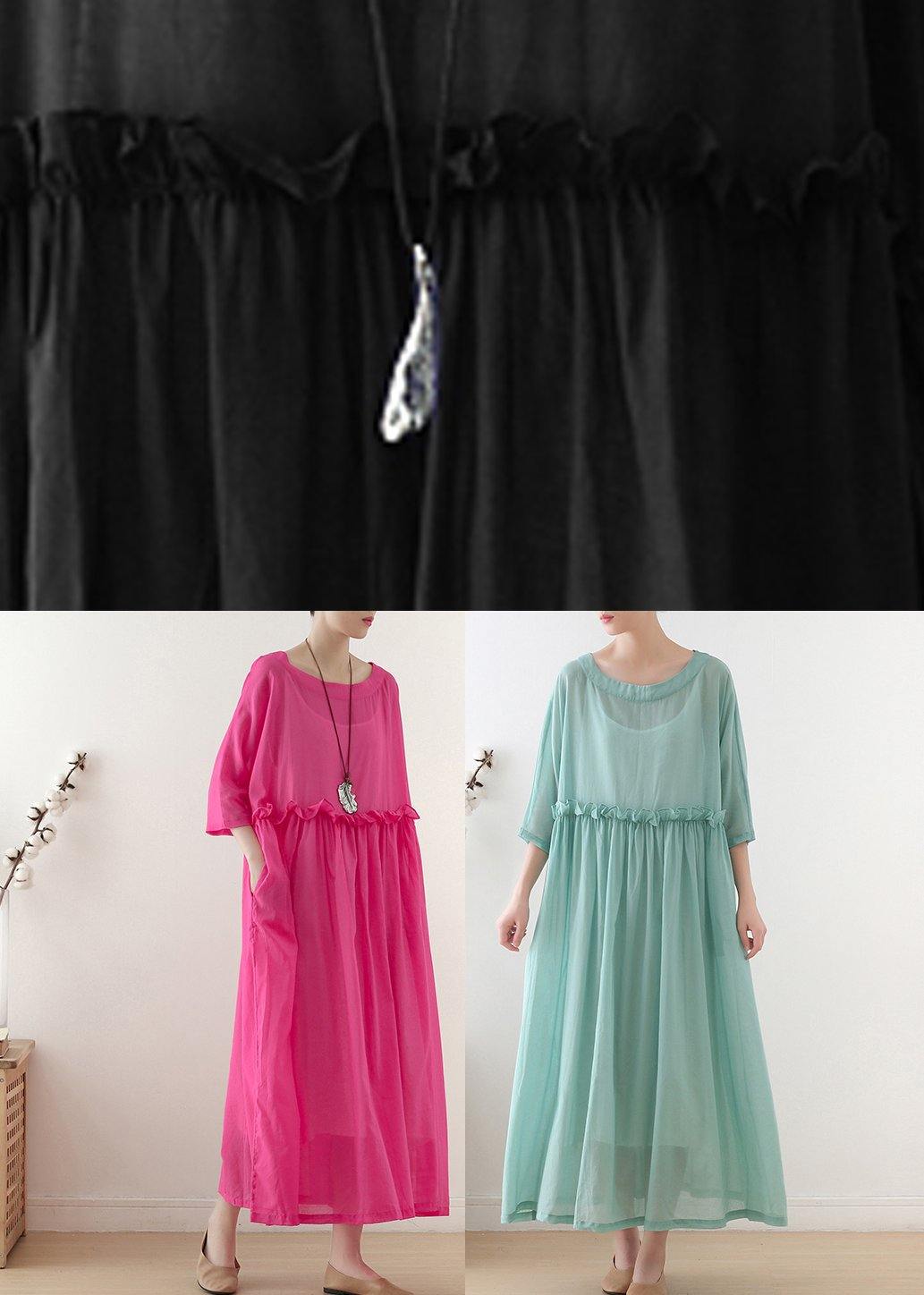 Comfy Royal Blue Half Sleeve Chiffon Loose Summer Ankle Dress - SooLinen