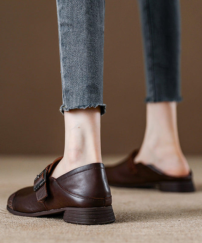 Comfy Splicing Loafers Women Red Cowhide Leather