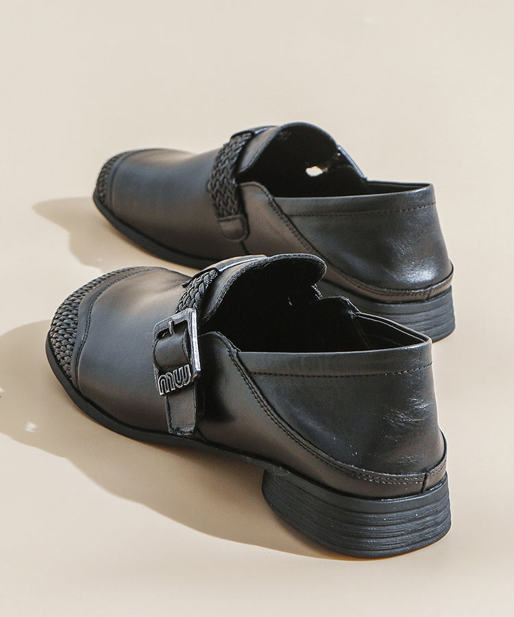 Comfy Splicing Loafers Women Red Cowhide Leather