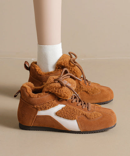 Cómodos zapatos planos con plataforma y cordones de ante de leopardo