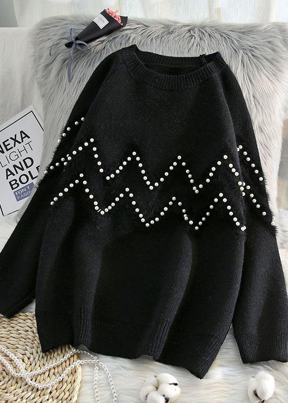 Comfy beige knitted t shirt o neck Loose fitting knitwear - SooLinen