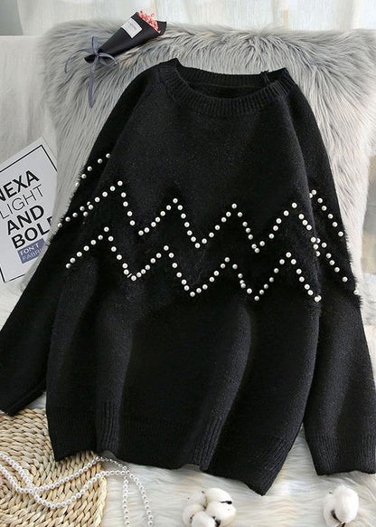 Comfy beige knitted t shirt o neck Loose fitting knitwear - SooLinen