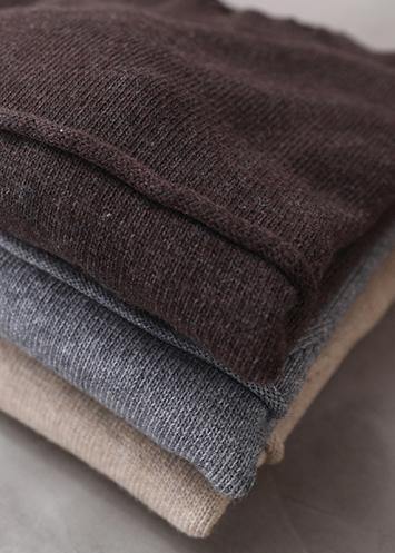 Cozy gray knit blouse oversized Batwing Sleeve sweaters asymmetric hem - SooLinen