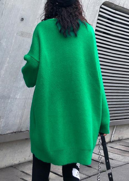 Cozy green print clothes For Women plus size clothing o neck knitwear - SooLinen